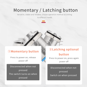 12mm Interruttori resistenti alla corrosione Guscio in acciaio inossidabile Pulsante a testa alta