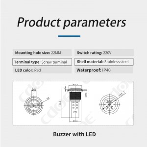 高品質可聴アラーム 220v 金属ブザー、22mm 取り付け