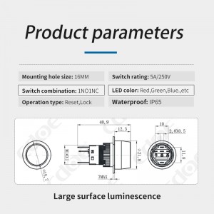 新製品ドット LED 16 ミリメートルラッチングボタンオンオフ電源スイッチ 12 ボルト LED ライト