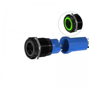 Nút Oxit Đen Chất Lượng Cao Công tắc 22mm Vòng LED RGB Ba Màu với 10Amp