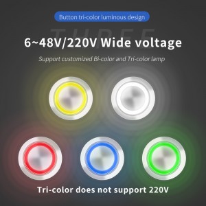 High Quality Black Oxide Button 22mm switch Ring LED RGB Tri-Color with 10Amp