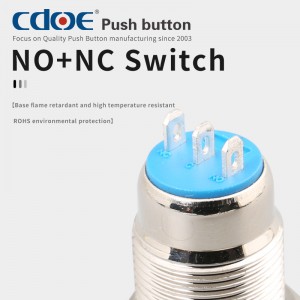 Chinese Professional 12mm 1no1nc Momentary Waterproof Metal Push Button Switch