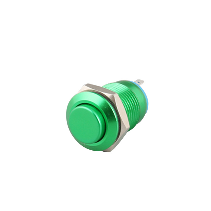 China High Quality 2 Pin Push Button Switch Manufacturers – 
 12mm Switch high head Aluminum alloy plating green color for control small devices – DAHE