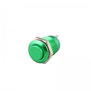 12 मिमी स्विच हाय हेड ॲल्युमिनियम मिश्र धातु प्लेटिंग हिरव्या रंगाचे पुश बटण नियंत्रण लहान उपकरणांसाठी