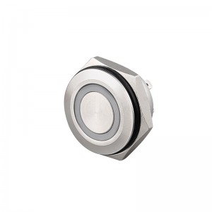 Metal 19mm Micro Switch Ip67 Stainless Steel push button With Ring Led