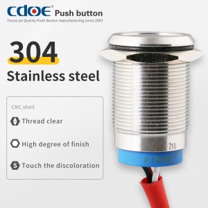 Stainless Steel One Normally Open Red Green Led Lights blender Waterproof 22mm Touch Switch push button