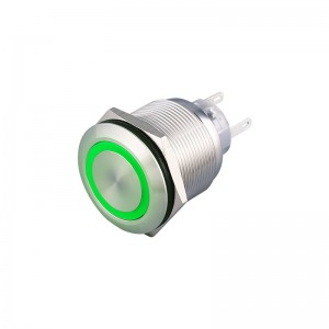 مفتاح تشغيل زر الضغط 25 مم حلقة LED مضيئة باللون الأخضر 12 فولت 220 فولت IP67 5A المظلة