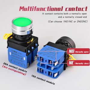 20a High Current Waterproof Momentary push button 1no1nc 2no2nc 22mm Plastic switch with Lights