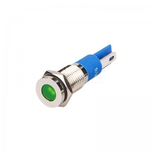Đèn báo LED 8 mm Ip67 Pin Terminal Đầu phẳng màu đỏ Đèn tín hiệu bằng thép không gỉ