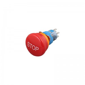 बटण आणीबाणी स्टॉप 16mm spdt प्लास्टिक लाल रंगाचे हेड 1no1nc नवीन ऊर्जा उपकरणांसाठी ip65 स्विचेस