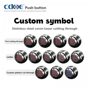 19MM custom laser logo design waterproof ip67 blue led momentary push button switch for car