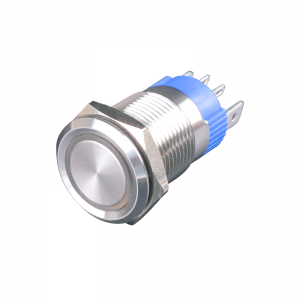 16mm illuminated push button ring led pin terminal ip67 10a high current switch reset